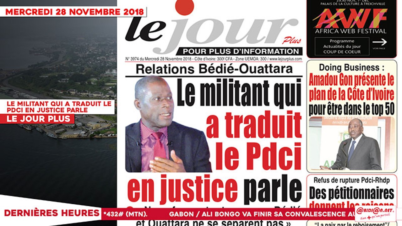 Le Titrologue du 28 novembre 2018 : Relations Bédié-Ouattara, le militant qui a traduit le PDCI en justice parle