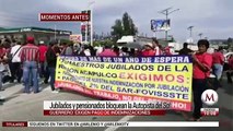 Jubilados y pensionados bloquean la Autopista del Sol en Guerrero