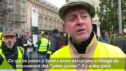 "Gilets jaunes" et ultra-gauche rassemblés à Saint-Lazare