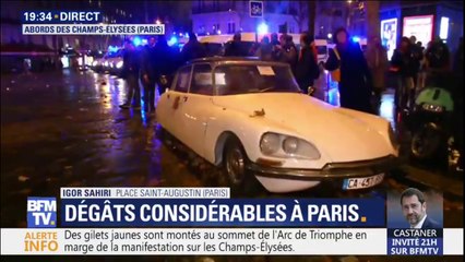 Malgré de nombreux dégâts tout autour, cette DS a été épargnée place Saint-Augustin à Paris