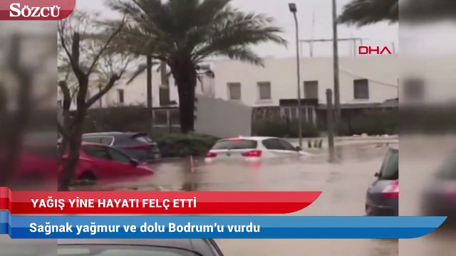 Yağış Bodrum’da yine hayatı felç etti