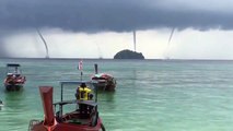 Une quadruple trombe marine rare en Thaïlande