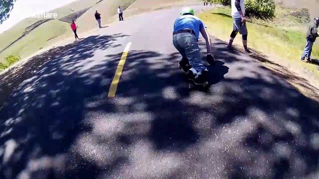 US double amputee hurtles down hill on skateboard after overcoming horror train accident