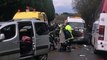 4 heridos en aparatoso accidente entre un autobús escolar, una furgoneta y un automovil en Piloña, Asturias