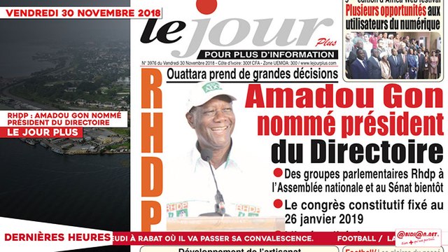Le Titrologue du 30 novembre 2018 : RHDP, Amadou Gon nommé président du directoire
