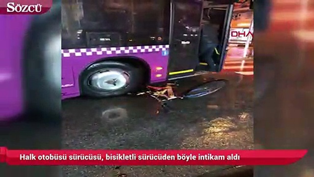 Halk otobüsü sürücüsü, bisikletli sürücüden böyle intikam aldı