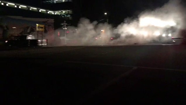 Truck on Train Tracks Struck by Train