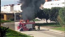 Esplosione nel bus Bari: le fiamme divorano il mezzo