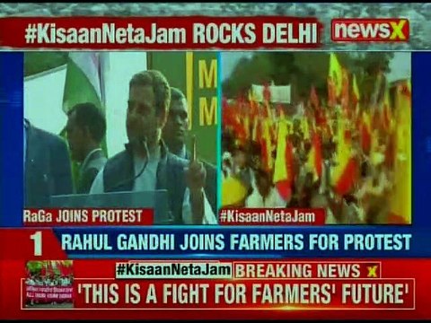 Kisan Mukti March: Rahul Gandhi joins the march with the farmers, staging protest