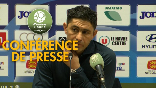 Conférence de presse Havre AC - AJ Auxerre (1-1) : Oswald TANCHOT (HAC) - Pablo CORREA (AJA) - 2018/2019