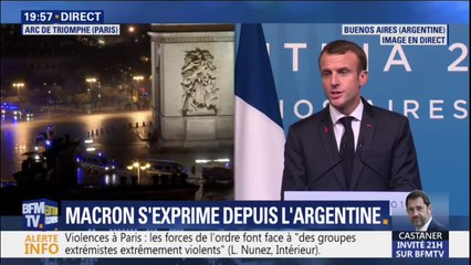 "Je n'accepterai jamais la violence." Macron réagit depuis Buenos Aires aux violences survenues à Paris