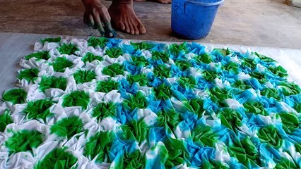 Batik dyeing on process in Batikdlidir solo Indonesia with stamp technique