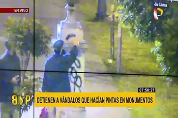 Pedirán indemnización económica a jóvenes que pintaron monumentos en Paseo Colón