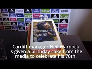 Cardiff Manager Accepts Birthday Cake From Media To Celebrate His 70th