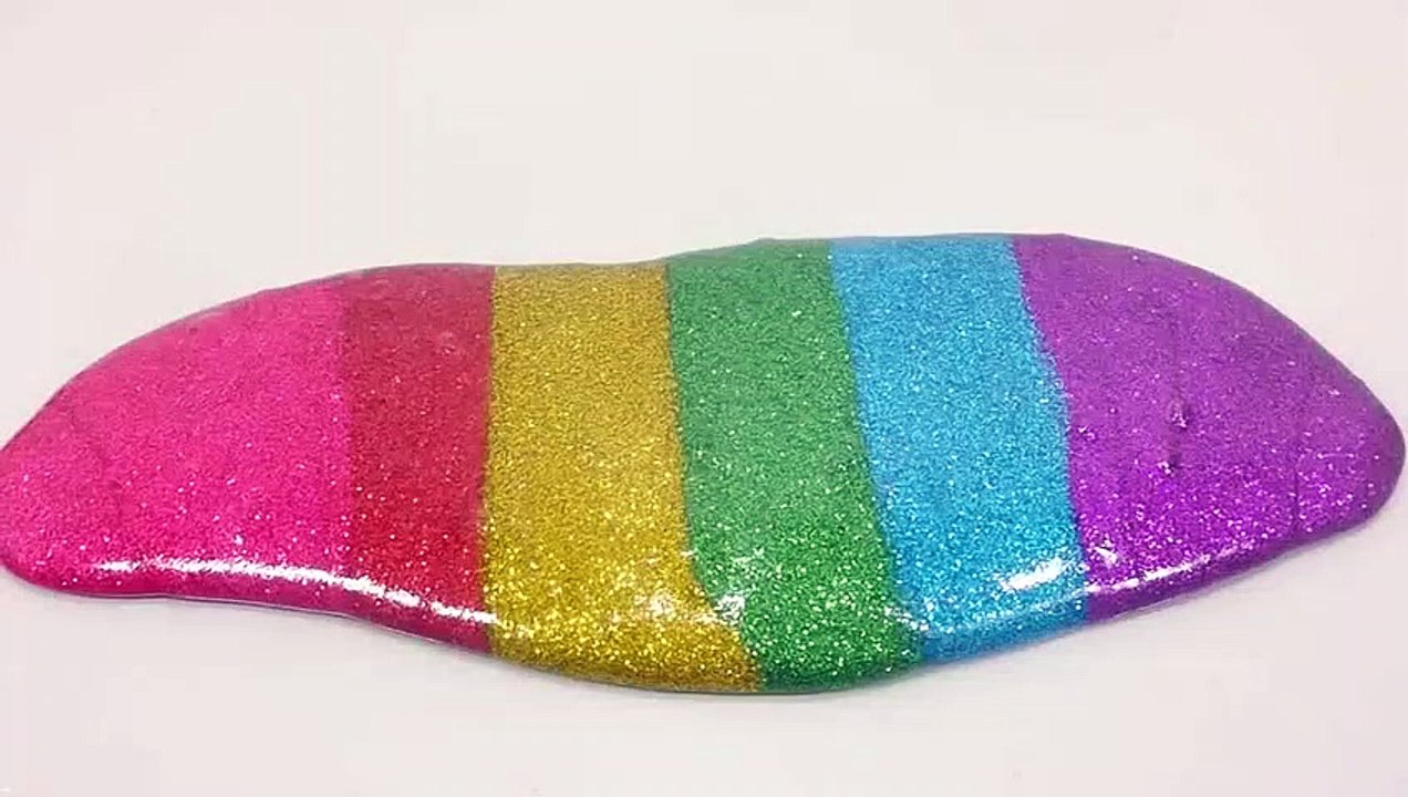 DIY How To Make Glitter Rainbow Rolls Clay Slime !!  반짝이 무지개 액체괴물 롤 만들기!! 흐르는 점토 액괴 클레이 슬라임 놀이