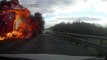 Semi Truck Bursts into Flames After Collision