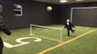 Dad and Daughter Hit Soccer Ball Over Goal Post