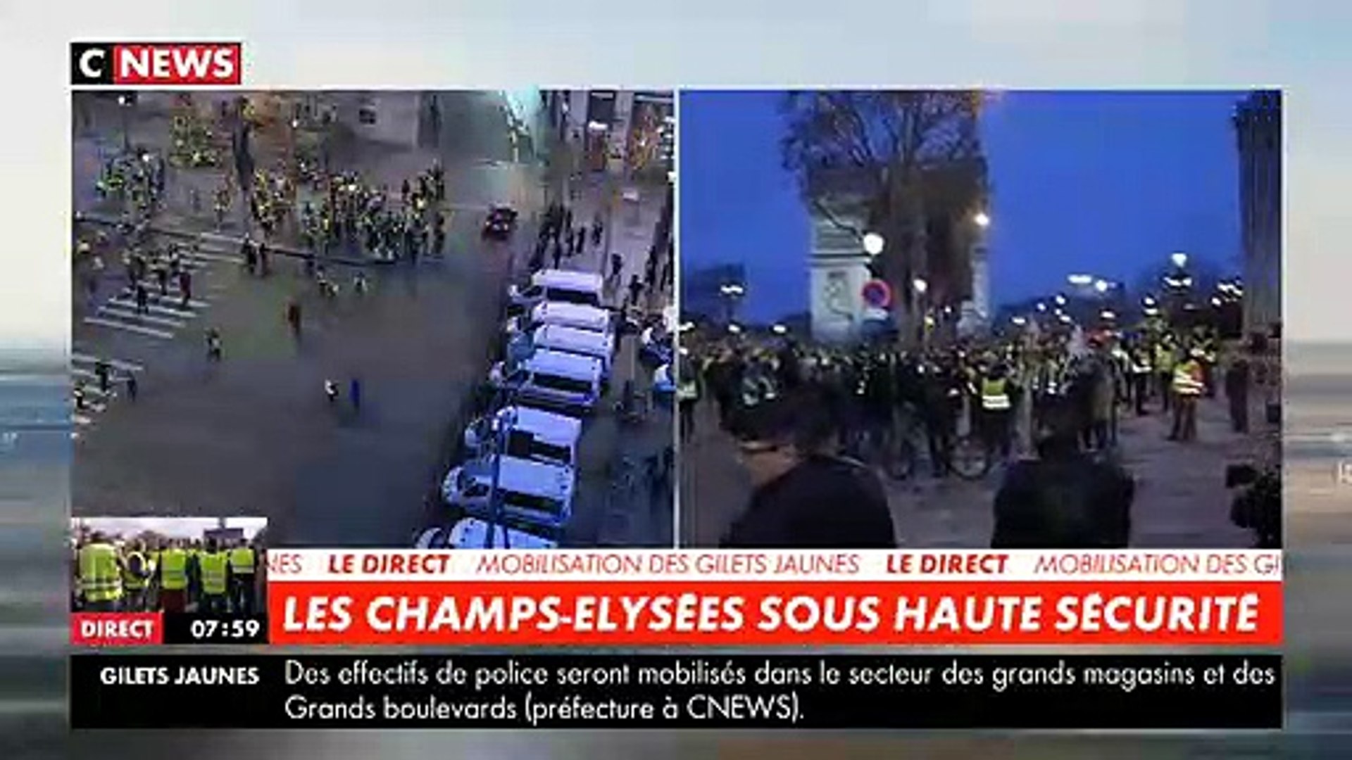 Gilets Jaunes Regardez Lincroyable Dispositif Des Forces De Lordre à 8h Ce Matin Pour Sécuriser Les Champs Elysées Vidéo