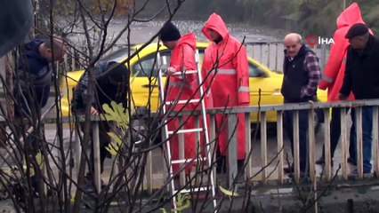 Derede mahsur kalan köpeğe kurtarma operasyonu