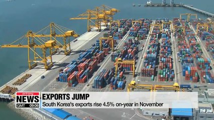 South Korea's exports rise 4.5% on-year in November