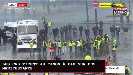 Gilets jaunes : les CRS tirent au canon à eau sur des manifestants, la vidéo choc