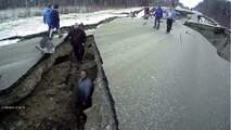 Alaskan Earthquake Creates Huge Cracks In Road