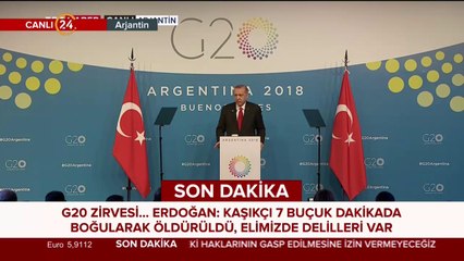 Başkan Erdoğan, G-20 Zirvesi'nde konuşma yapıyor