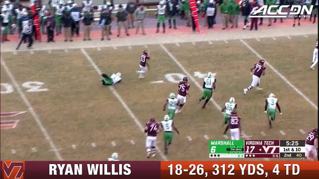 Virginia Tech QB Ryan Willis: 312 Yds, 4 TD vs. Marshall
