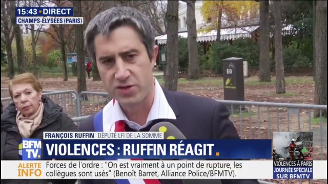 Monsieur Macron doit partir avant de rendre notre pays fou. Fou de rage. François Ruffin s'exprime à côté de l'Élysée