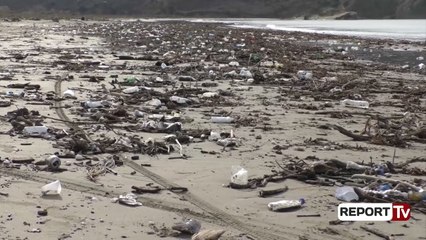Report Tv - Vlorë, mbetje plastike pushtojnë zonën e Zvërnecit