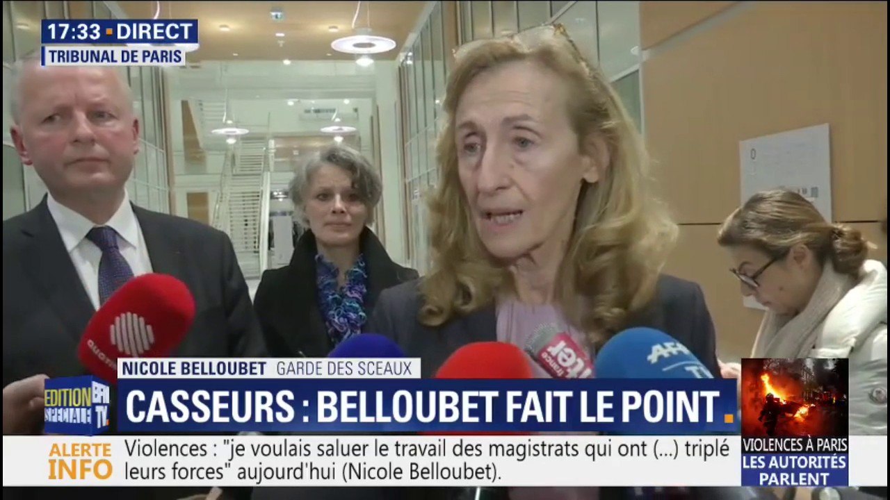 Violences à Paris: la garde des Sceaux affirme qu'il y aura "beaucoup de comparutions immédiates" dès demain