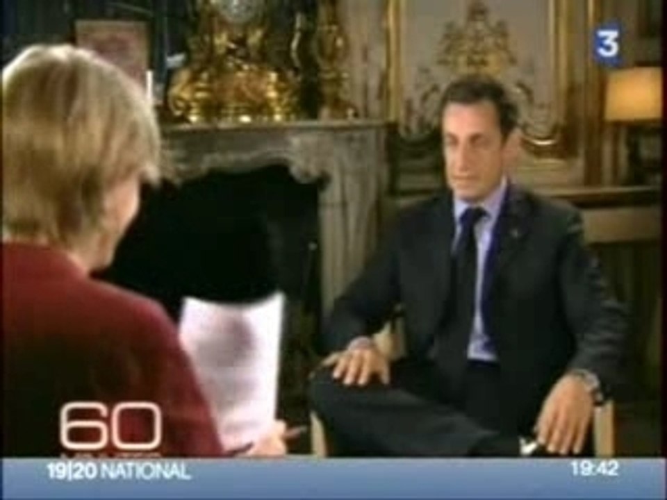 Nicolas sarkozy dans 60 minutes sur CBS quitte le studio