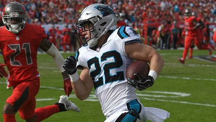 Newton slings pass to McCaffrey in the flat for 8-yard TD