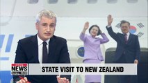 President Moon becomes first S. Korean leader to arrive in New Zealand for state visit