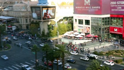 People skating on top of the Cosmopilitan in Las Vegas.