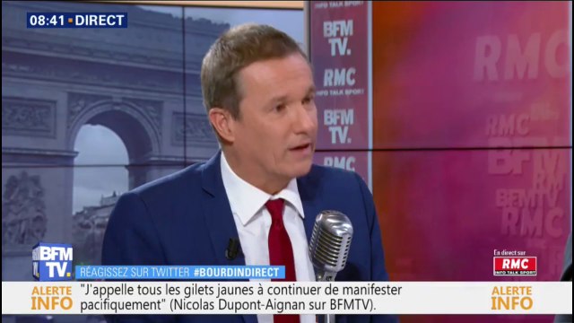 Pour Nicolas Dupont-Aignan il faut interdire les manifestations sur les Champs-Élysées