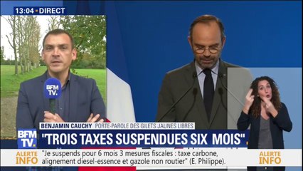 "Ce n'est pas ce que nous souhaitions" Benjamin Cauchy (Gilet jaune) espérait une annulation de la hausse des taxes sur le carburant