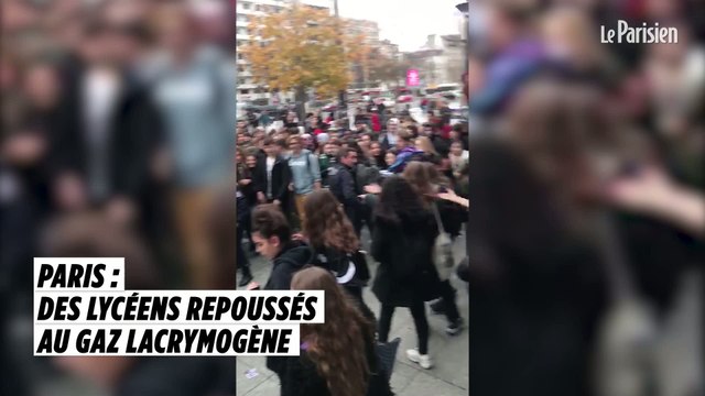 Des lycéens repoussés à l'aide de gaz lacrymogènes devant le lycée Maurice Ravel