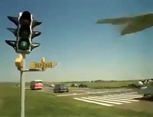 A plane emergency land on the road
