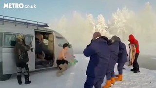 Tourist goes for a swim in -60°C water in coldest Siberia