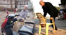 Plastik Sandalyeyi Baston Olarak Kullanan Yaşlı Adam, Elektrikli Engelli Aracına Kavuştu