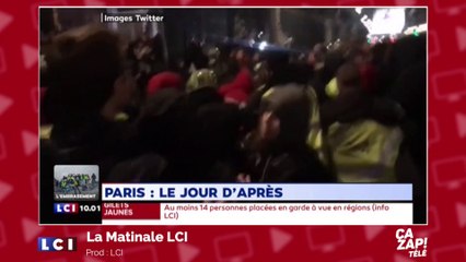 Manifestation des Gilets jaunes : une grille tombe sur les manifestants rue de Rivoli