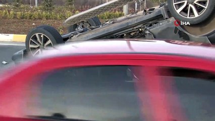 Takla atan otomobilden burnu bile kanamadan çıktı
