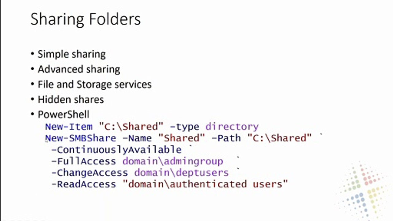 Sharing folders - File and Storage