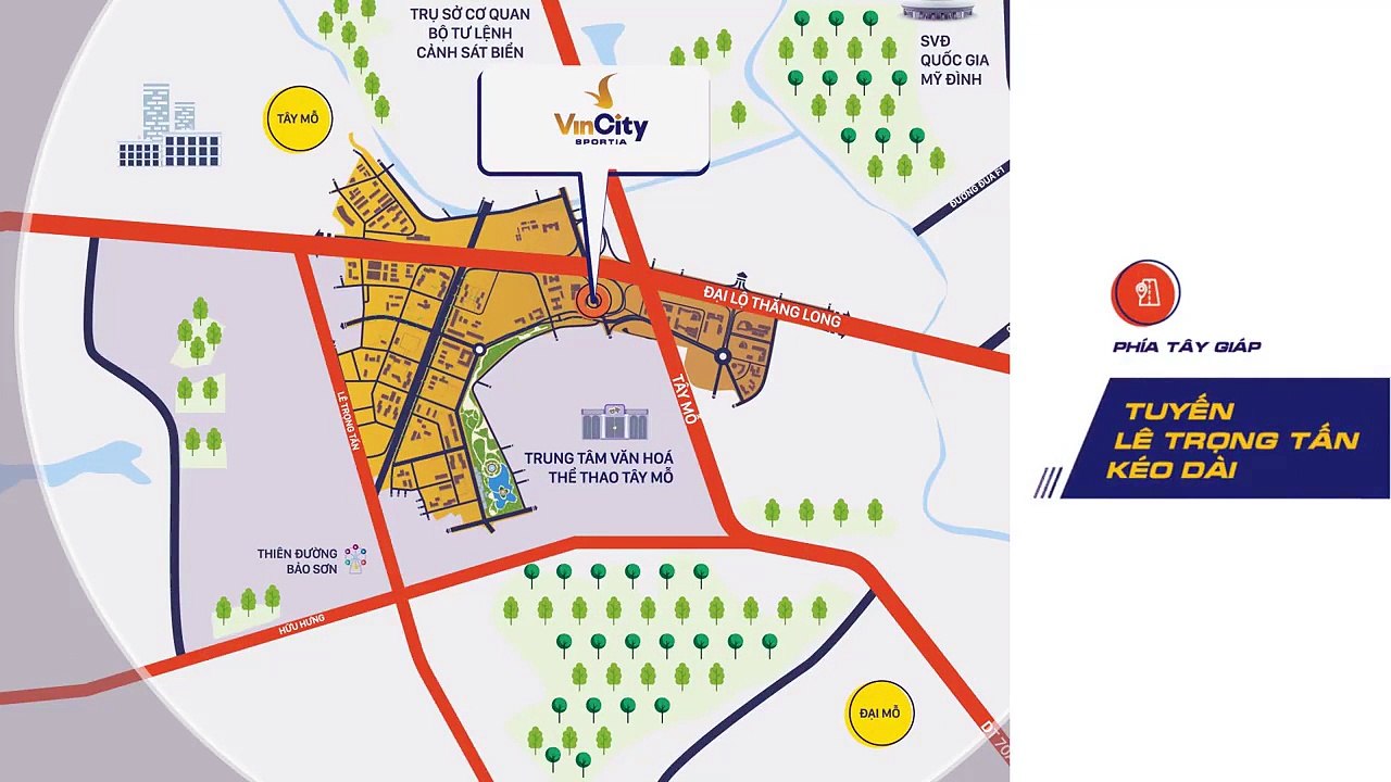 Vị trí dự án VinCity Tây Mỗ - Đại Mỗ (VinCity Sportia) - Thành phố thể thao năng động