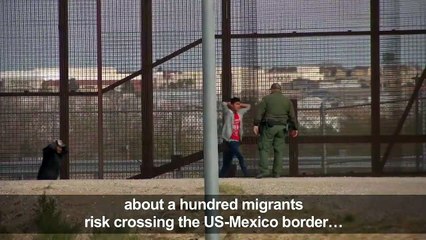 Migrants cross the US-Mexico border and turn themselves in