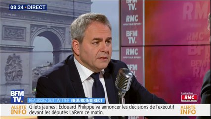 Pour Xavier Bertrand (LR), "le moratoire sur l'augmentation de taxes sur le carburant n'est qu'un préalable, il faut aussi geler l'augmentation des taxes sur l'énergie"