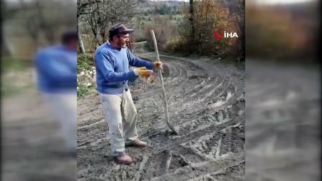 Çamur içindeki yol için yetkililere sosyal medyadan böyle seslendi