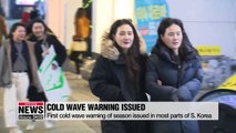 First cold wave warning of season issued in most parts of S. Korea