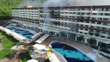 Hatay'da Termal Otelde Yangın Havadan Görüntülendi